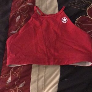 Red sports bra